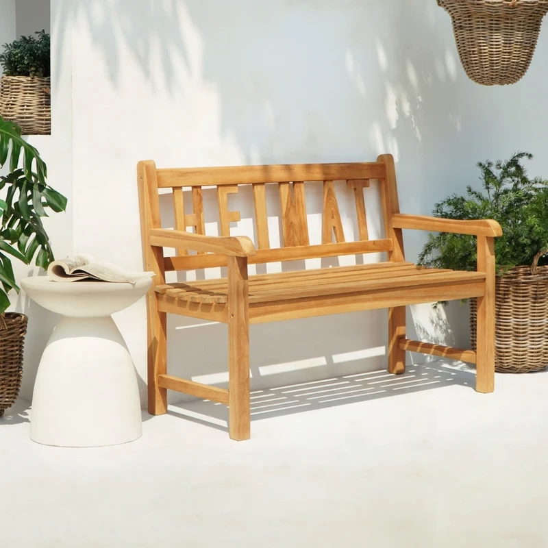 Massivholz Teak Sitzbank HEIMAT 120cm Gartenbank Holzbank