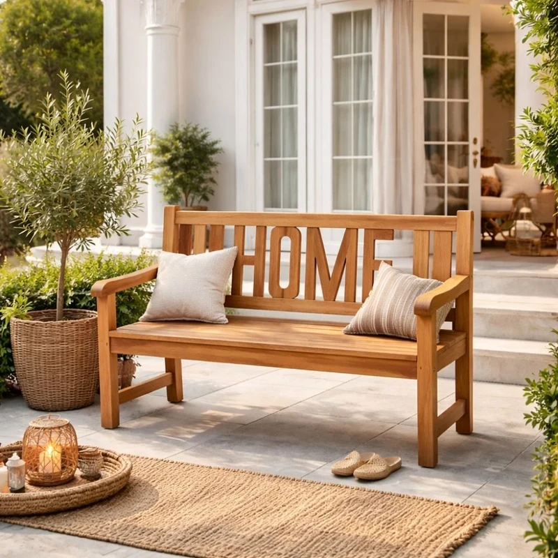 Massivholz Teak Sitzbank HOME 120cm Gartenbank Holzbank