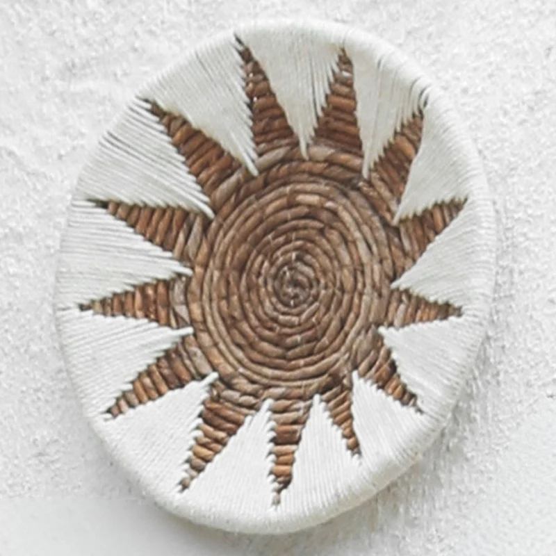 3-tlg. Wanddeko-Set SOLEIL rund 50cm natur Bast Boho Dekoration