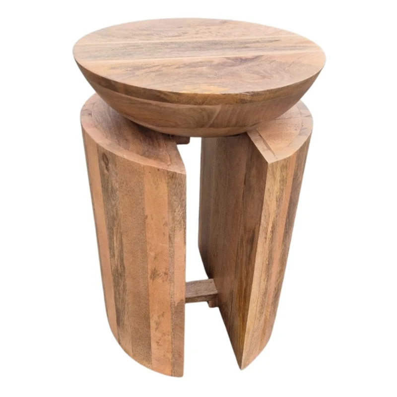 Massiver Beistelltisch KITAR-H 50cm Mangoholz natural Hocker