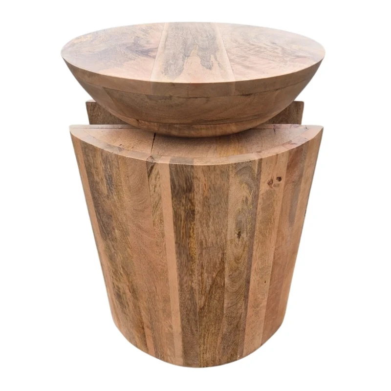 Massiver Beistelltisch KITAR-H 50cm Mangoholz natural Hocker