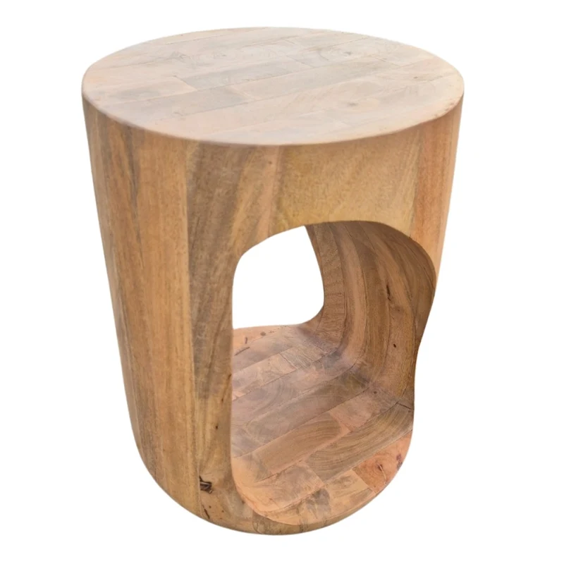 Massivholz Beistelltisch KITAR-F 40cm Mangoholz natural Hocker