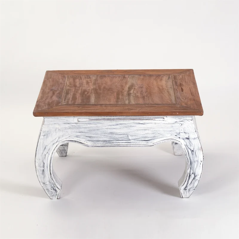 OPIUMTISCH "EAST 60" | 60x60x35cm, Mahagoni | Beistelltisch | Farbe: 05 weiß-natur
