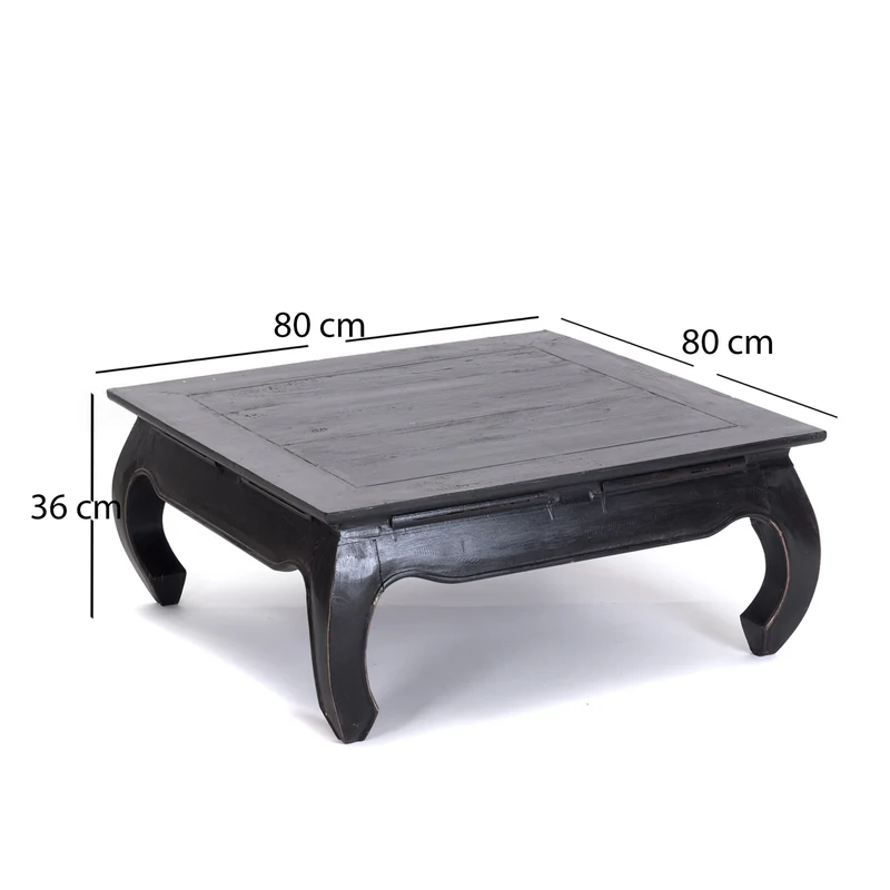 OPIUMTISCH "EAST 80" | 80x80x36 cm, Mahagoni | Beistelltisch | Farbe: 09 voodoo - schwarz