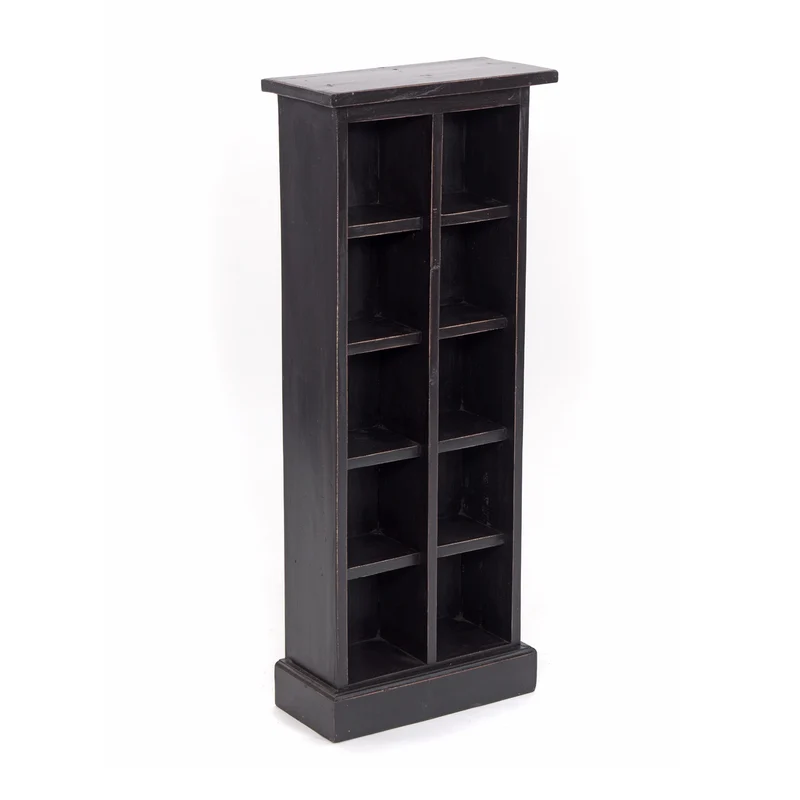 RUSTIKALES CD & BÜCHERREGAL NATURE | 94x36cm(HxB) Holzregal 10 Fächer | Farbe: 09 voodoo - schwarz