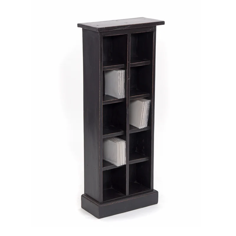 RUSTIKALES CD & BÜCHERREGAL NATURE | 94x36cm(HxB) Holzregal 10 Fächer | Farbe: 09 voodoo - schwarz