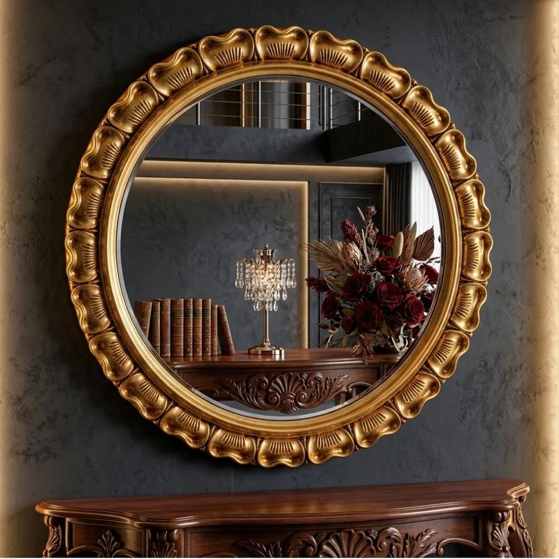 Moderner Wandspiegel AINA 70cm gold-antik Akzentspiegel