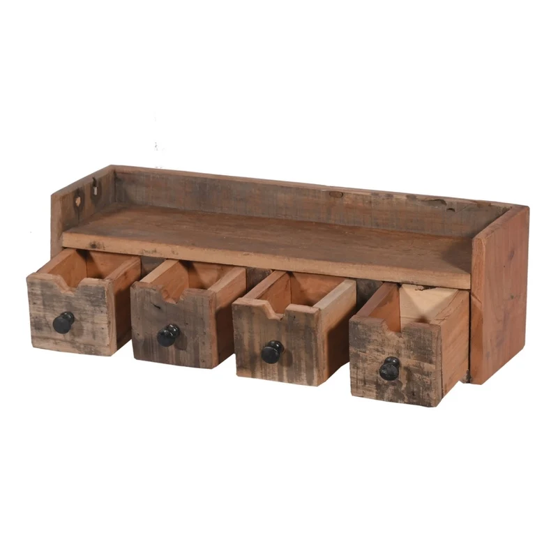 Altholz-Regal DARA 45cm 4 Schubladen Unikat Recyceltes Holz