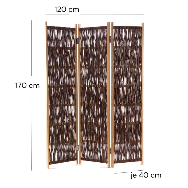 RAUMTEILER "BOSCA" | Weidenholz, 170 cm | Natur Paravent