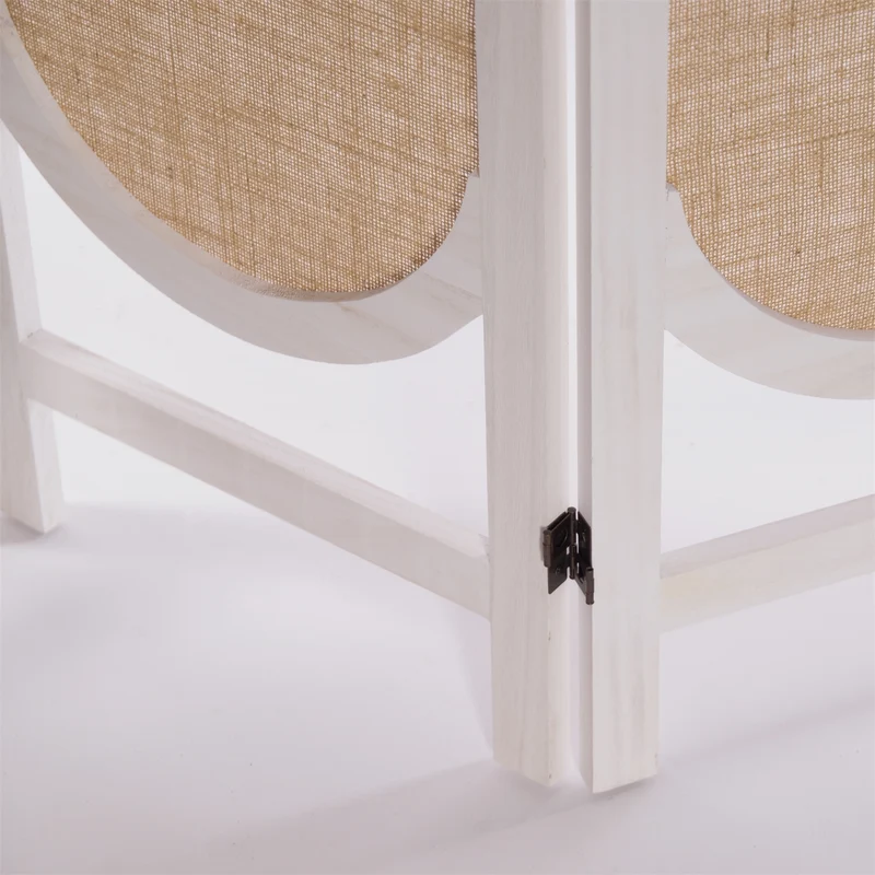 RAUMTEILER "ARCO" | Leinen, 170 cm | Paravent, Sichtschutz | Farbe: weiß-natur