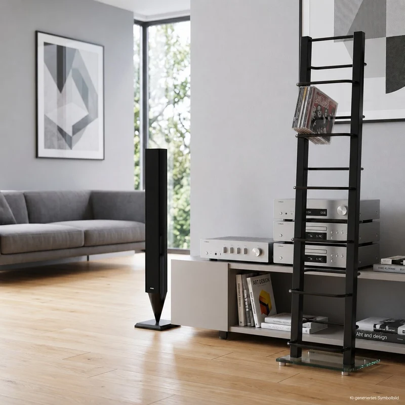 DESIGN CD STÄNDER "TOWER" | schwarz, 92 cm, Metall | für 85 CDs