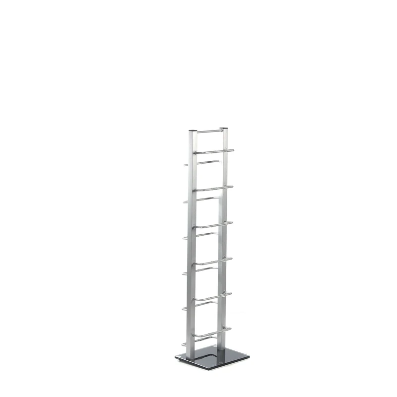DESIGN CD STÄNDER TOWER 92 | silber, 92cm, Metal & Glas | für 85 CDs