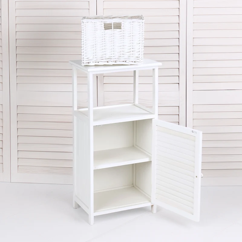 BADSCHRANK "KORG" | Mahagoni Holz, 1 Rattan Korb | Bad Kommode