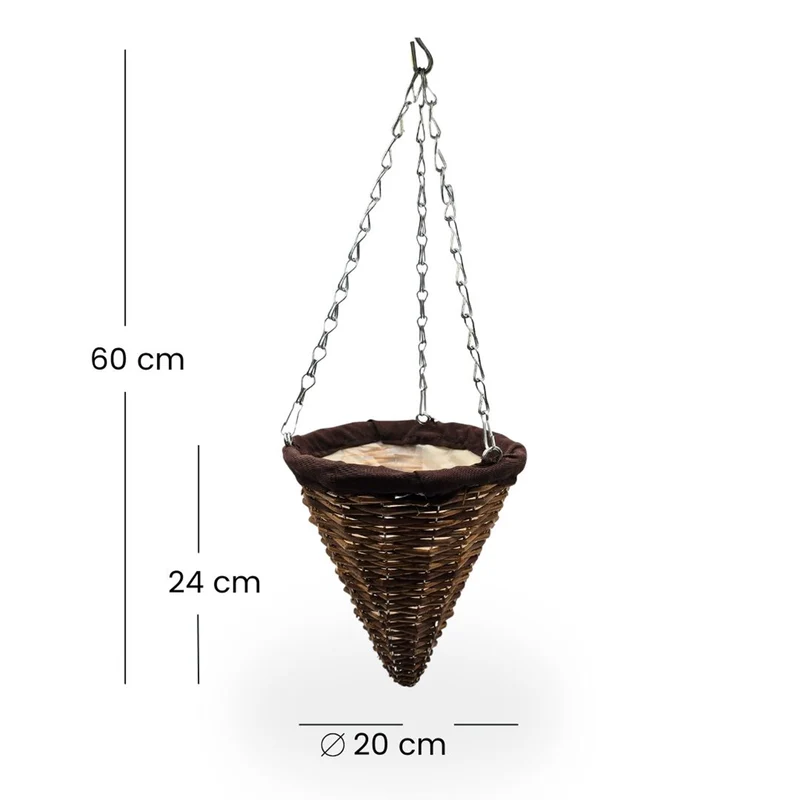 BLUMENAMPEL "CONE" | 24 cm, Weide | handgefertigtes Korbgeflecht
