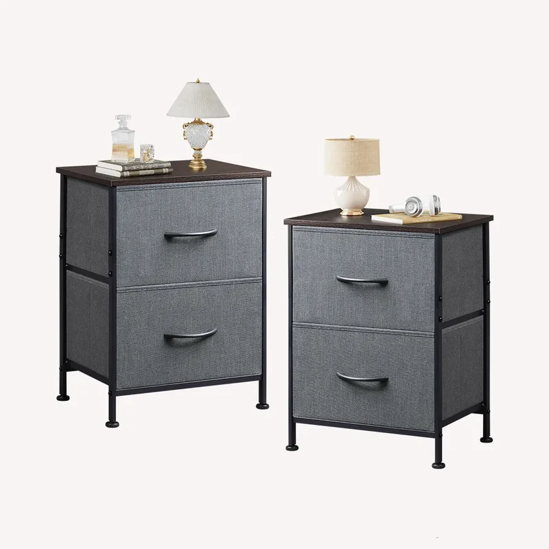 WLIVE Minimalist Small Fabric 2-Drawer Nightstands (Set of 2)