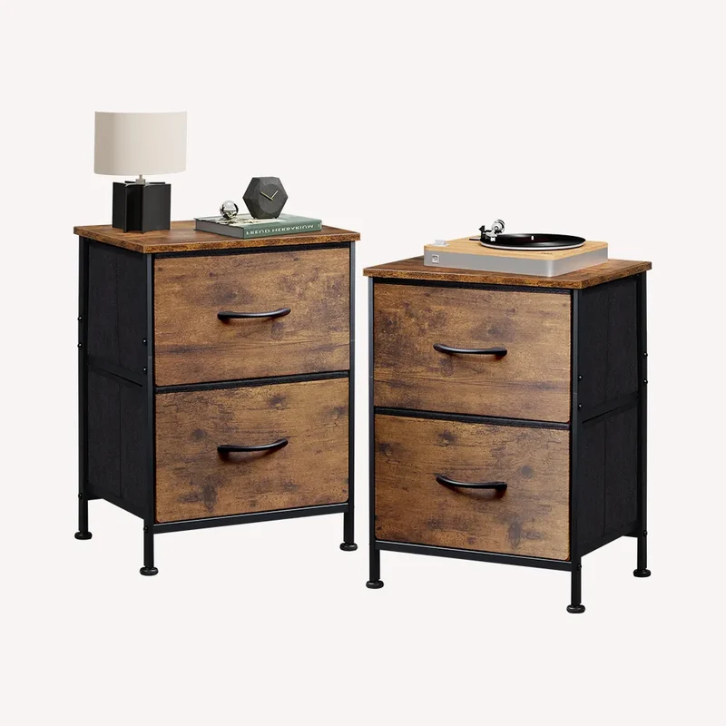 WLIVE Minimalist Small Fabric 2-Drawer Nightstands (Set of 2)