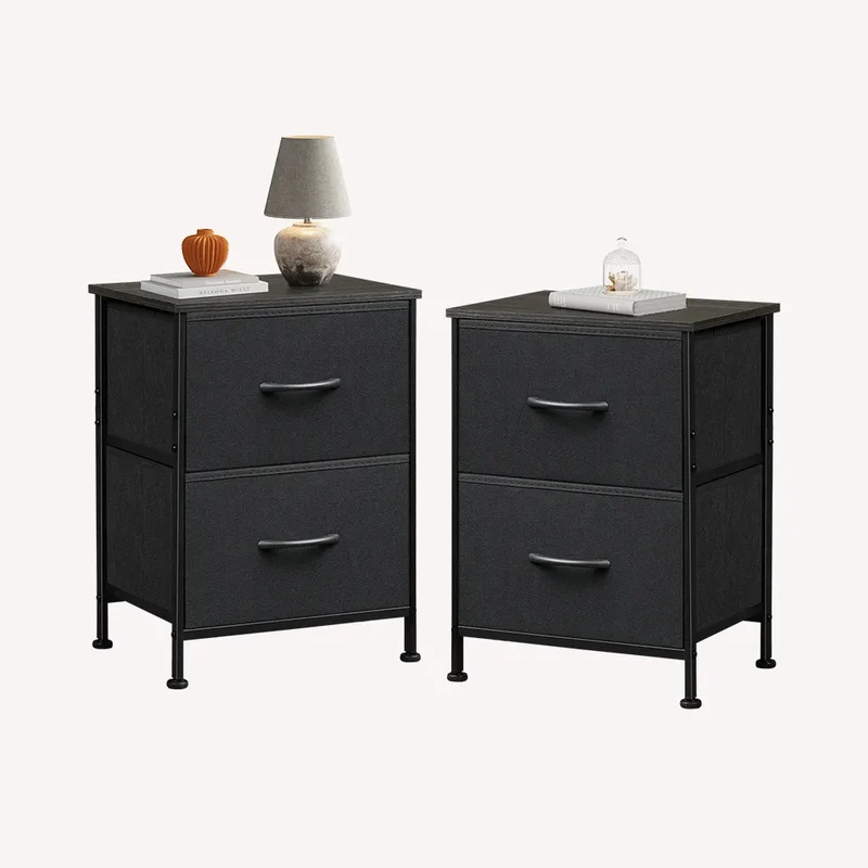 WLIVE Minimalist Small Fabric 2-Drawer Nightstands (Set of 2)