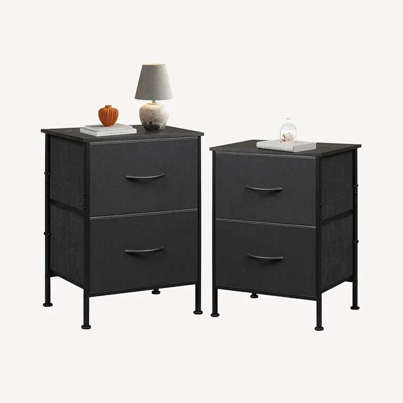 WLIVE Minimalist Small Fabric 2-Drawer Nightstands (Set of 2)