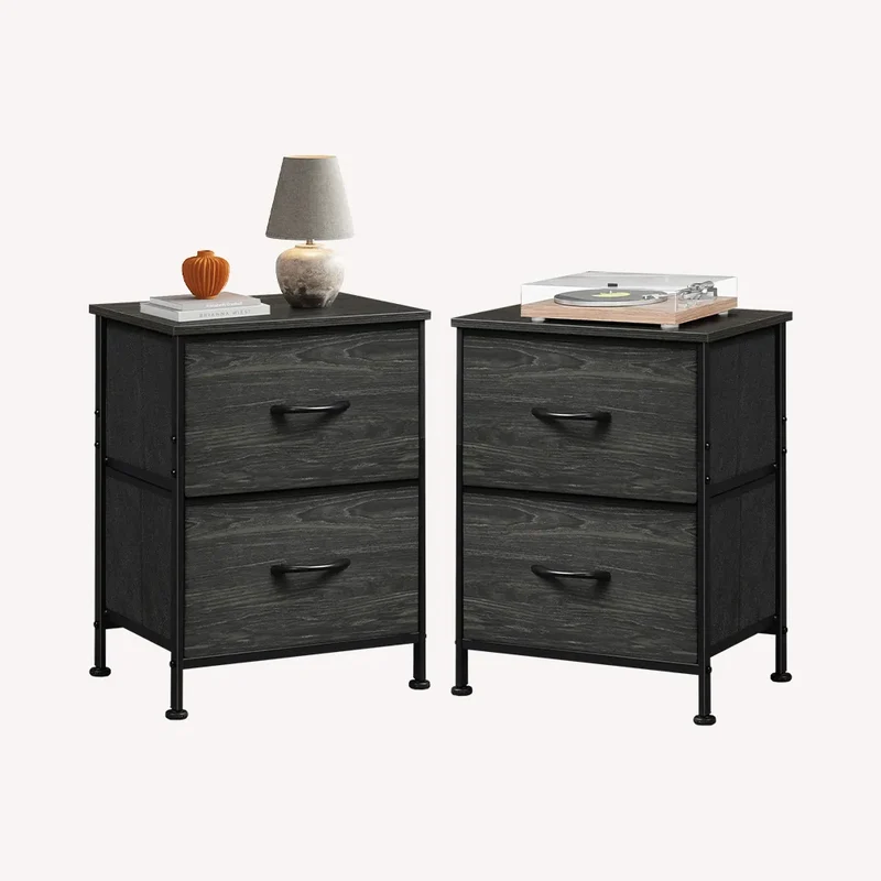 WLIVE Minimalist Small Fabric 2-Drawer Nightstands (Set of 2)