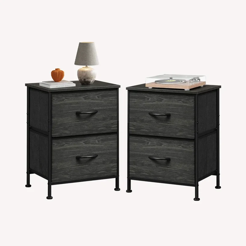 WLIVE Minimalist Small Fabric 2-Drawer Nightstands (Set of 2)