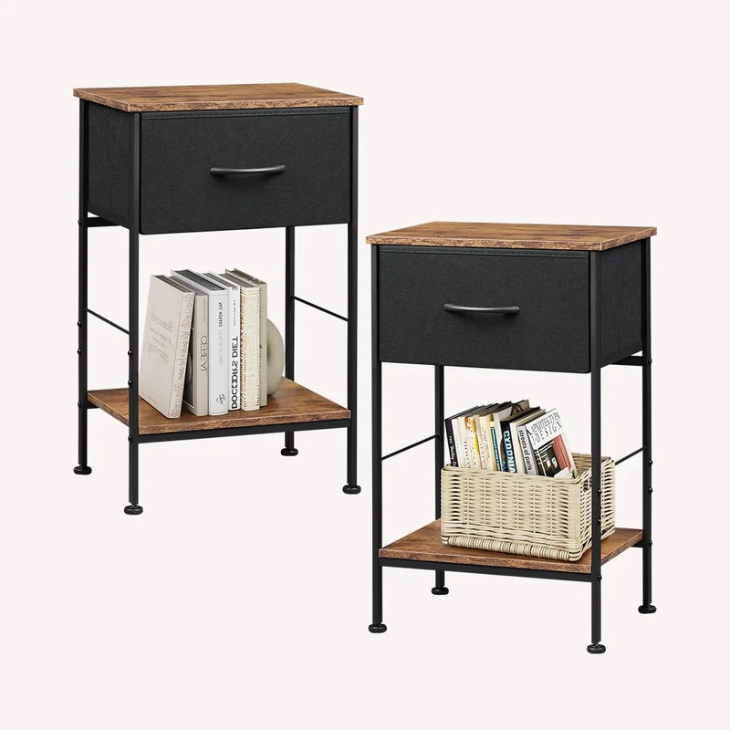 WLIVE Minimalist 1-Drawer Fabric Storage Nightstand (Set of 2)