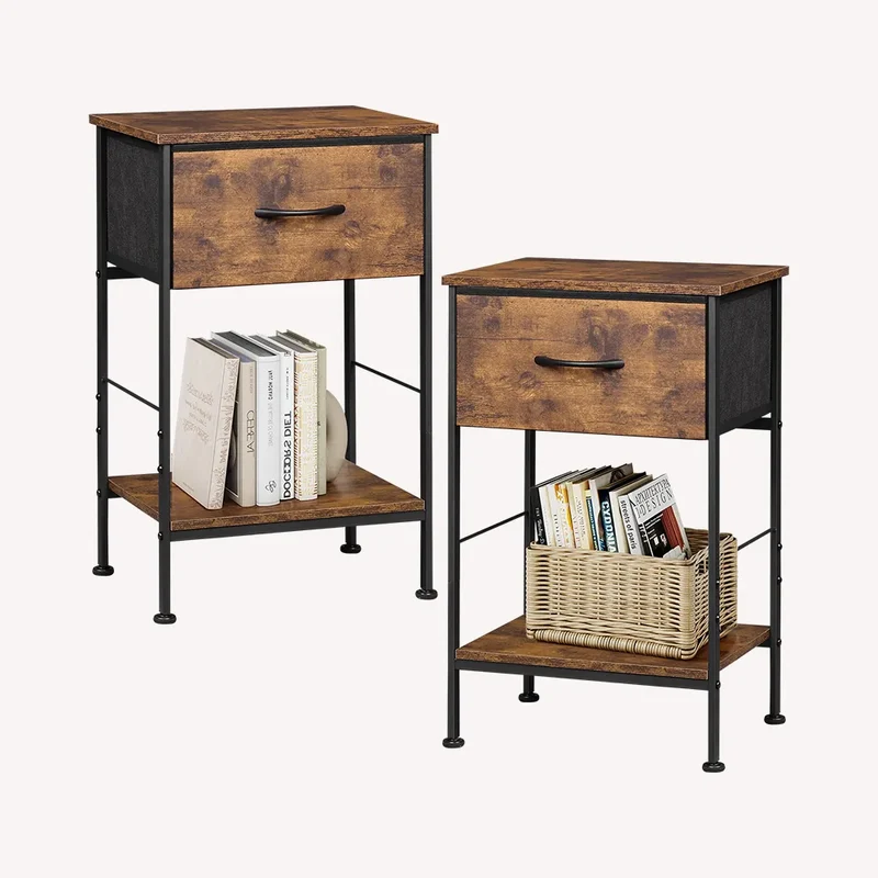 WLIVE Minimalist 1-Drawer Fabric Storage Nightstand (Set of 2)