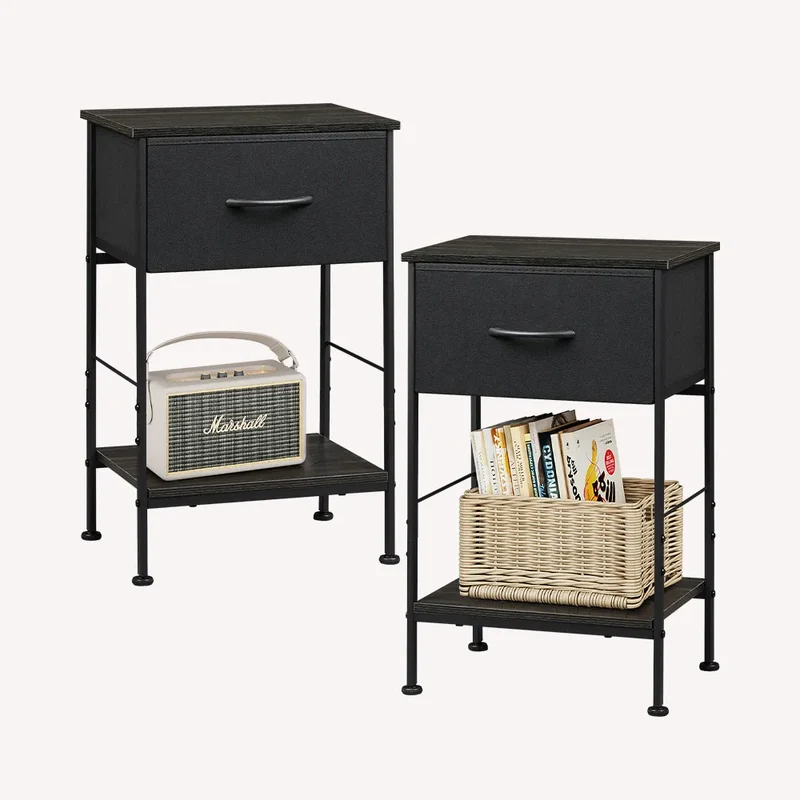 WLIVE Minimalist 1-Drawer Fabric Storage Nightstand (Set of 2)