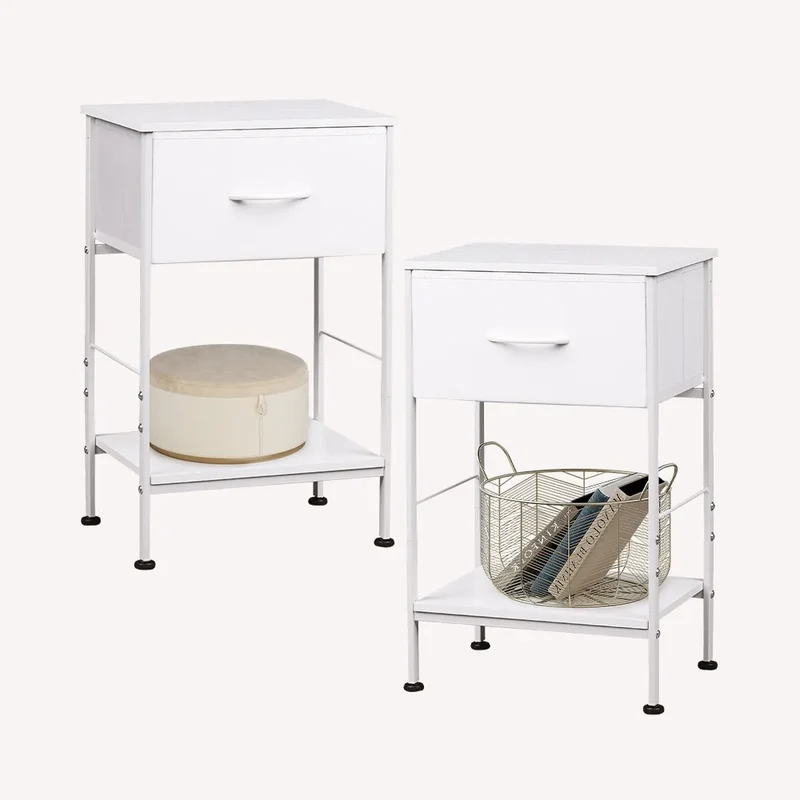 WLIVE Minimalist 1-Drawer Fabric Storage Nightstand (Set of 2)
