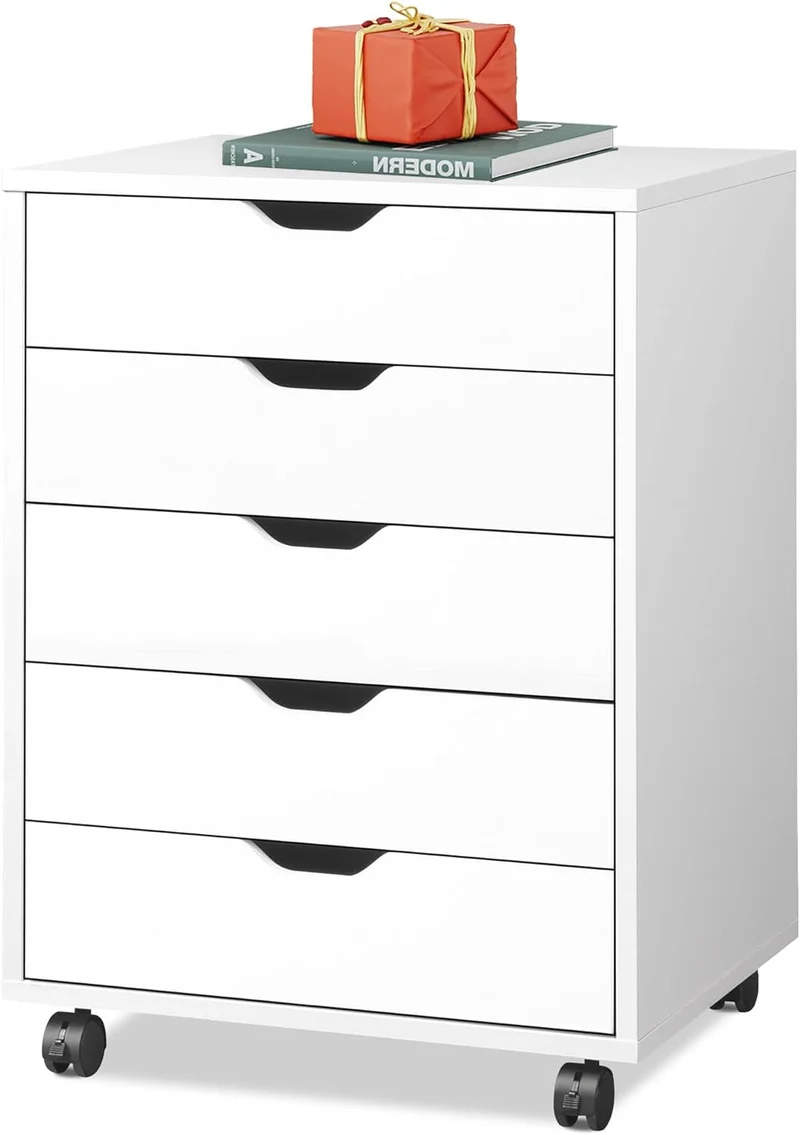 DEVAISE 5-Drawer Modern Wood Storage Dresser & File Cabinet