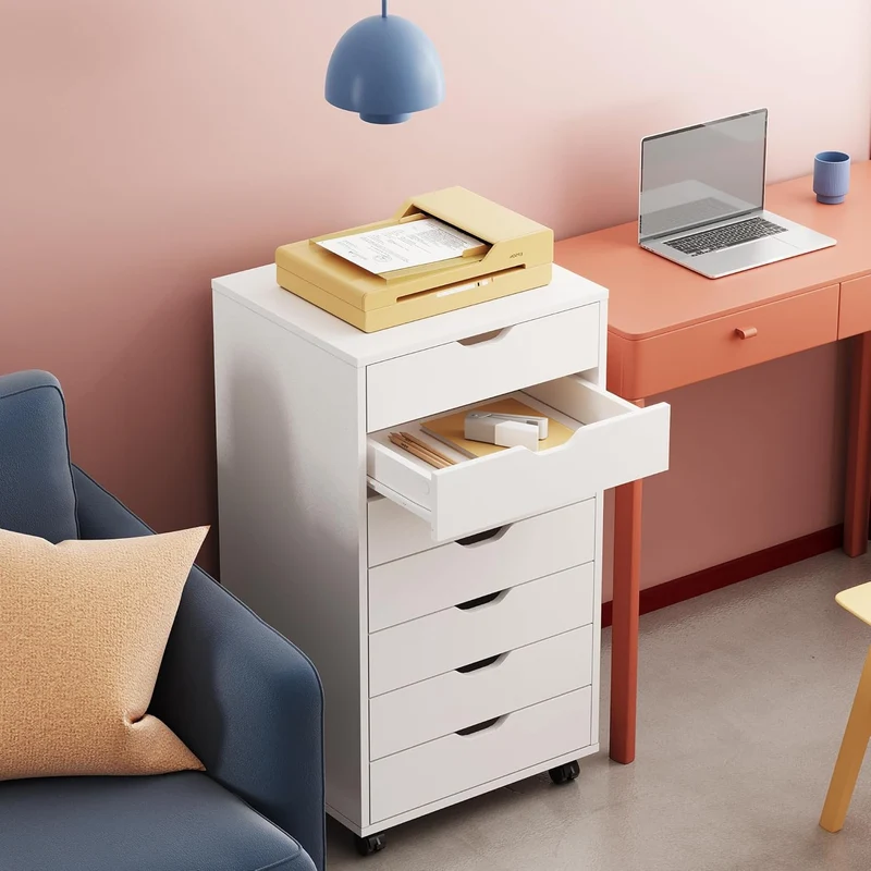 DEVAISE 7-Drawer Modern Wood Storage Dresser & File Cabinet