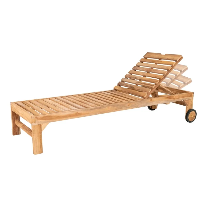 Teak Sonnenliege LUKA 200cm mit Rollen – verstellbar Gartenliege