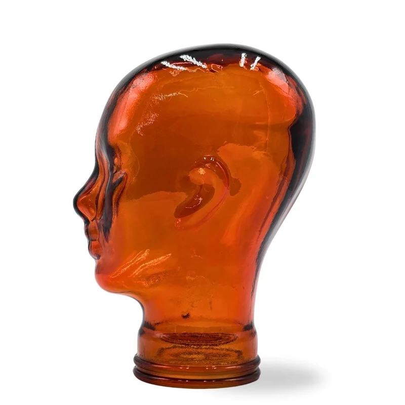 Glas KOPFHÖRERSTÄNDER MICK orange transparent | 29cm Glaskopf Skulptur