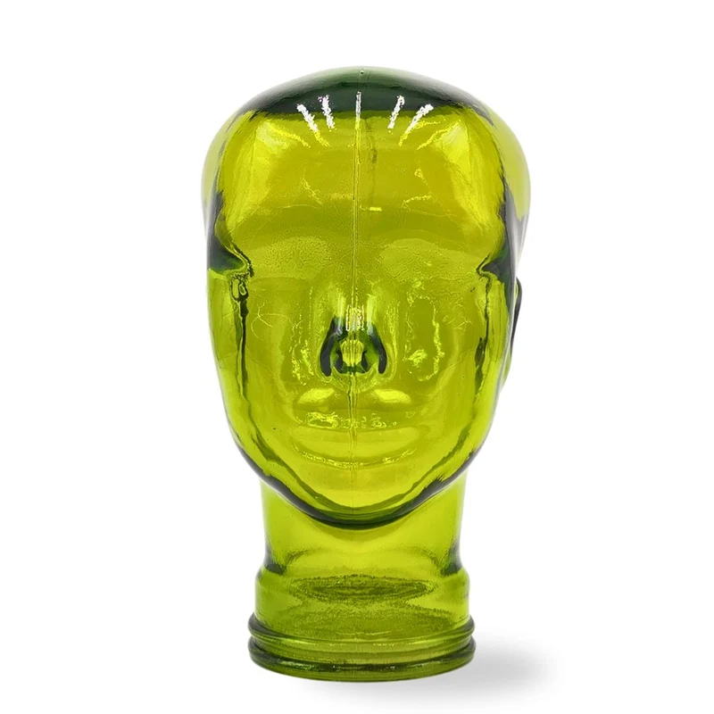 Glas KOPFHÖRERSTÄNDER MICK grün transparent | 29cm Glaskopf Skulptur