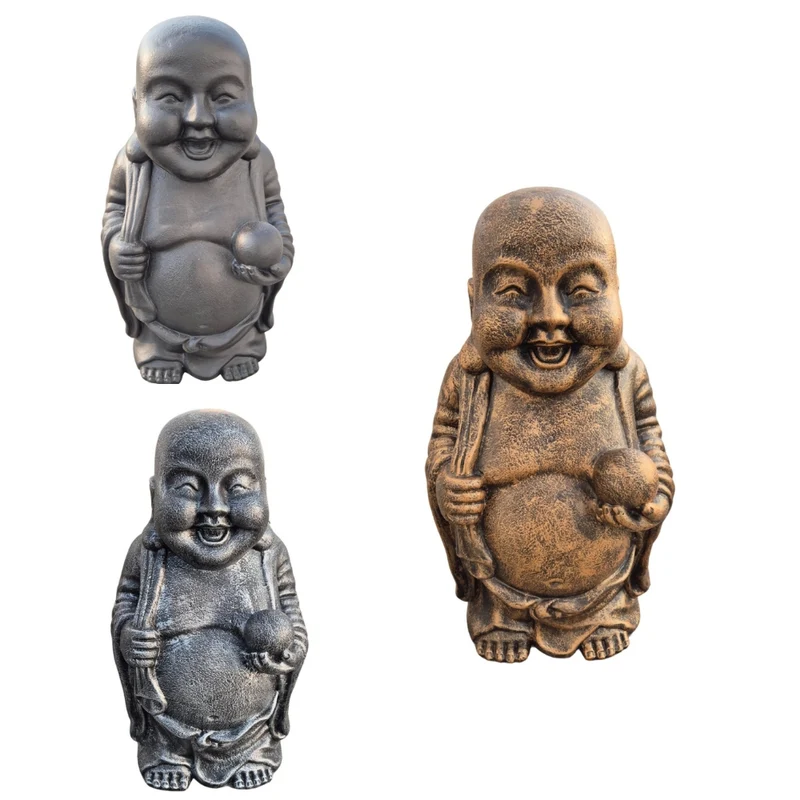 Dekorative Figur LUCKY BUDDHA 70cm anthrazit Garten Indoor