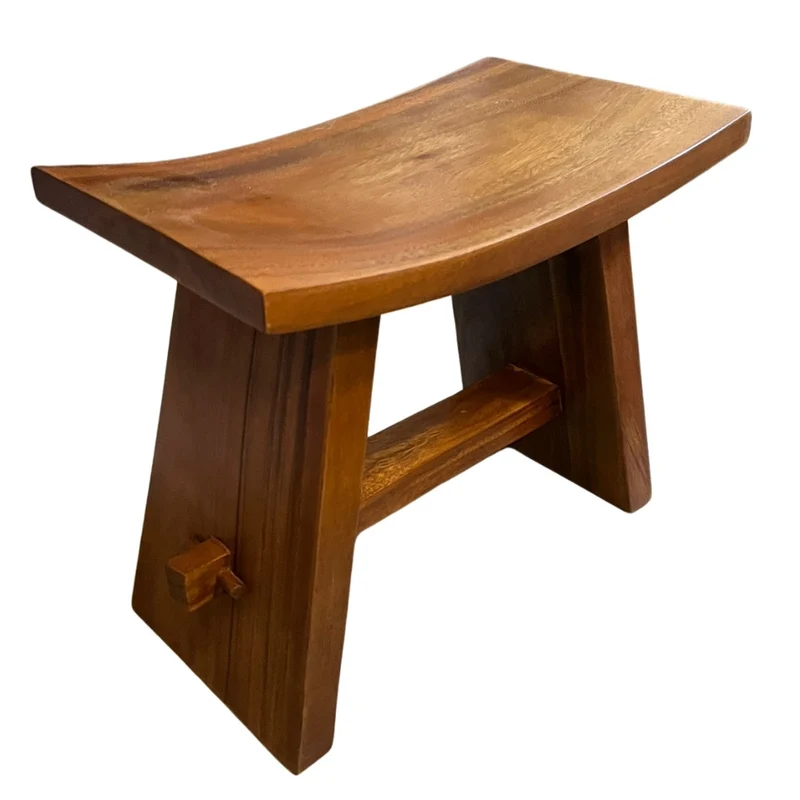 Massiver Suarholz-Hocker ZEN 50cm Dunkelbraun Handarbeit