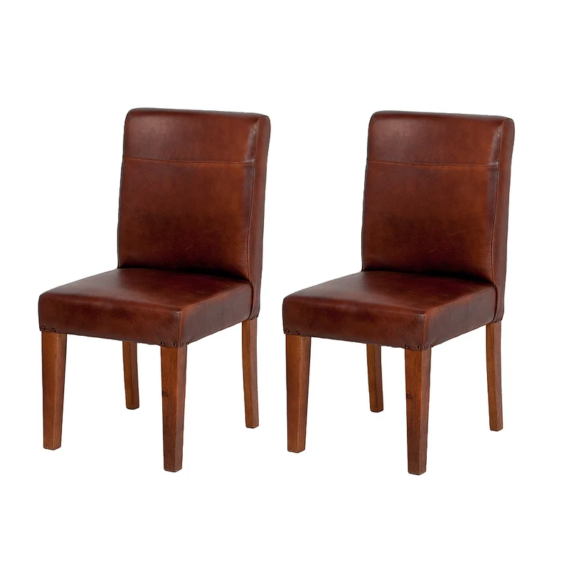 2er Set Leder Stuhl CLASSICO Brown
