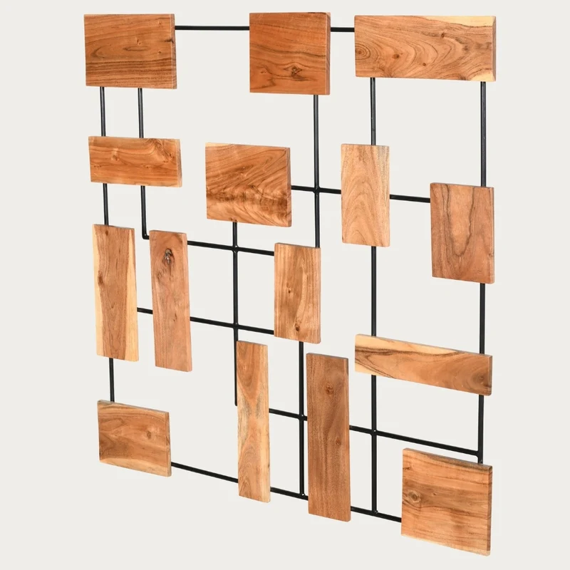 Wand-Deko-Objekt PARETO 120x120cm Unikat Akazienholz Wandbild