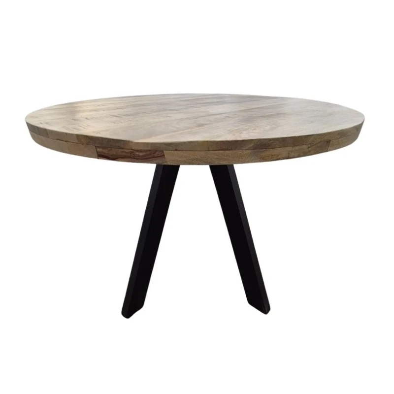 Massivholz Esstisch CRAFT rund 80cm Mangoholz Metallgestell