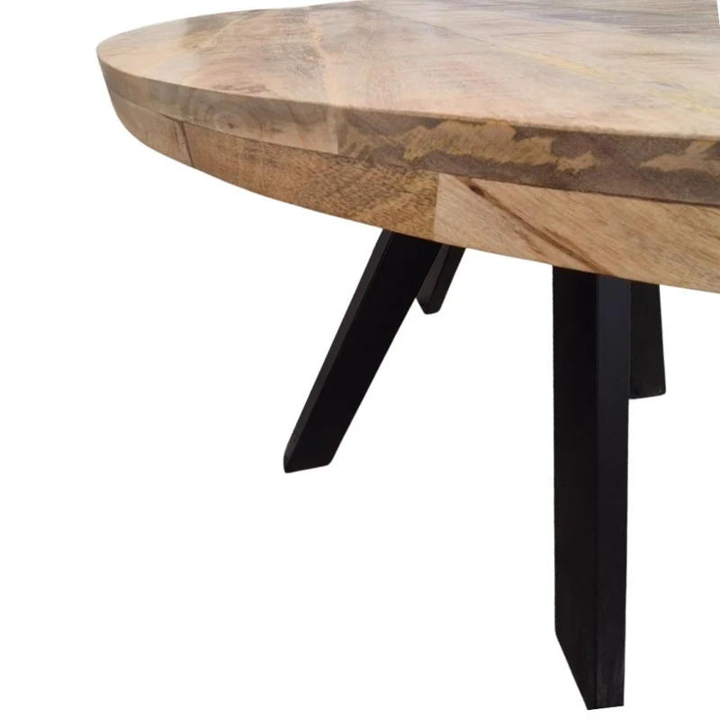 Massivholz Esstisch CRAFT rund 80cm Mangoholz Metallgestell