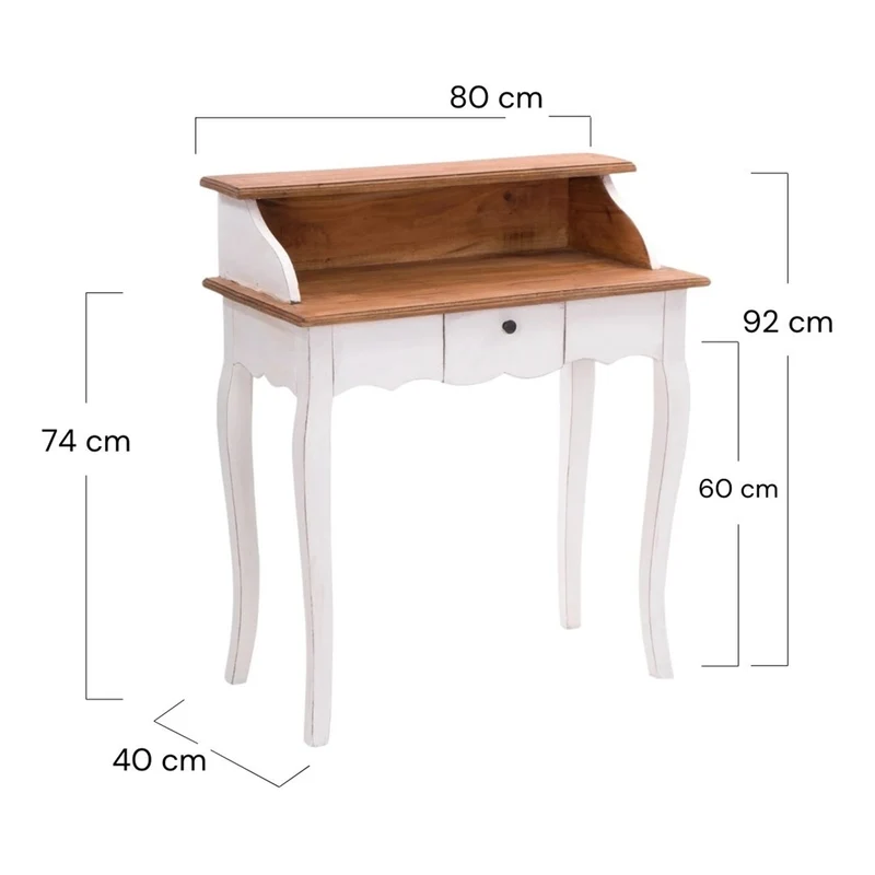 MASSIVHOLZ SEKRETÄR NAPOLEON 92x80cm(HxB) | Massivholz Schreibtisch | Farbe: 06 weiß-landhaus