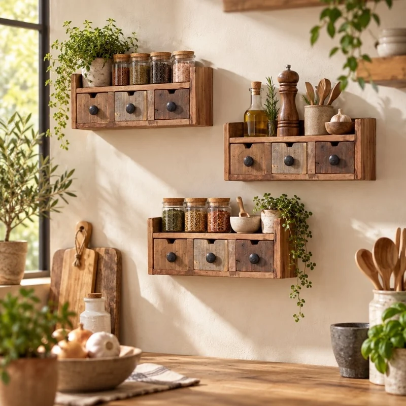 Altholz-Regal DARA 35cm 3 Schubladen Unikat Recyceltes Holz