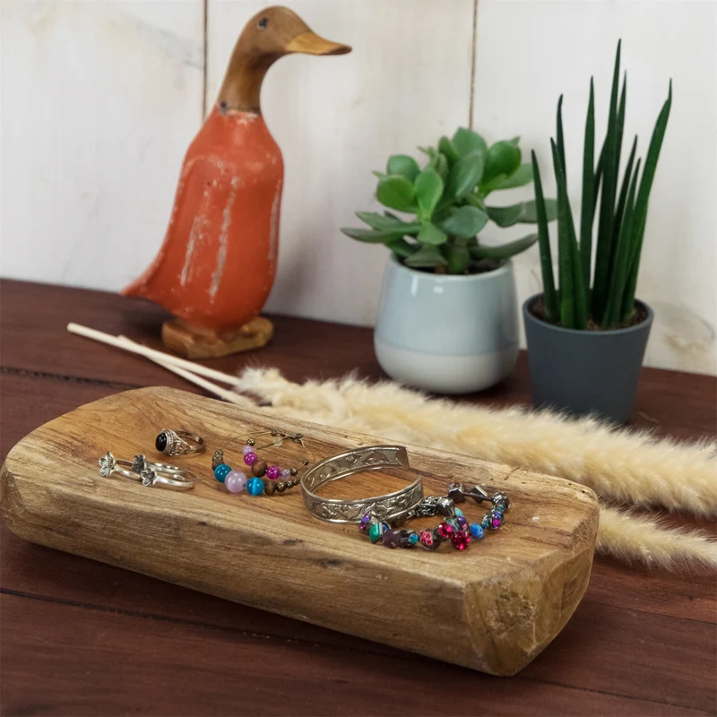 HOLZ SCHALE "PARI" | Teakholz Wurzel, 28 cm | Deko Tablett