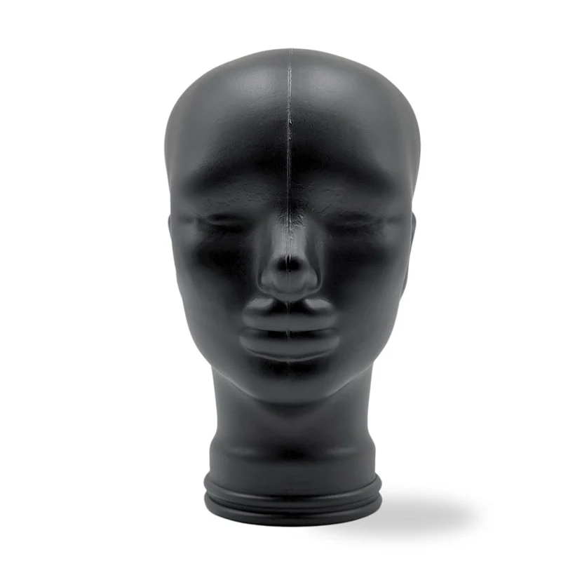 Glas KOPFHÖRERSTÄNDER voll Glanz + matt | 29cm Glaskopf Skulptur | Farbe: M01 schwarz