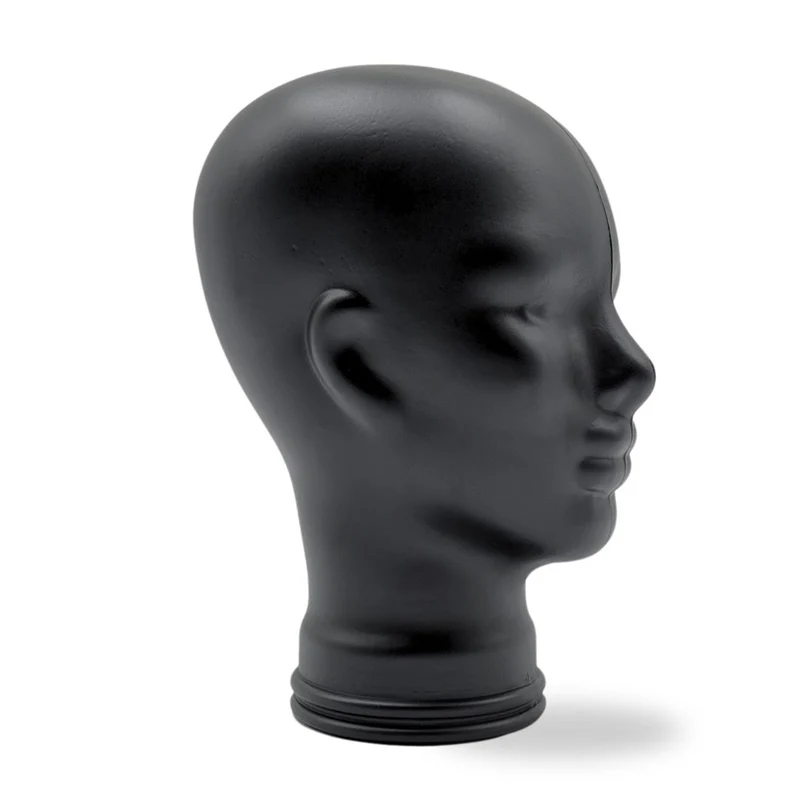 Glas KOPFHÖRERSTÄNDER voll Glanz + matt | 29cm Glaskopf Skulptur | Farbe: M01 schwarz