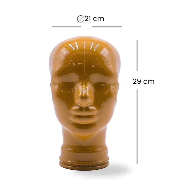 Glas KOPFHÖRERSTÄNDER voll Glanz + matt | 29cm Glaskopf Skulptur | Farbe: OP1 gelb