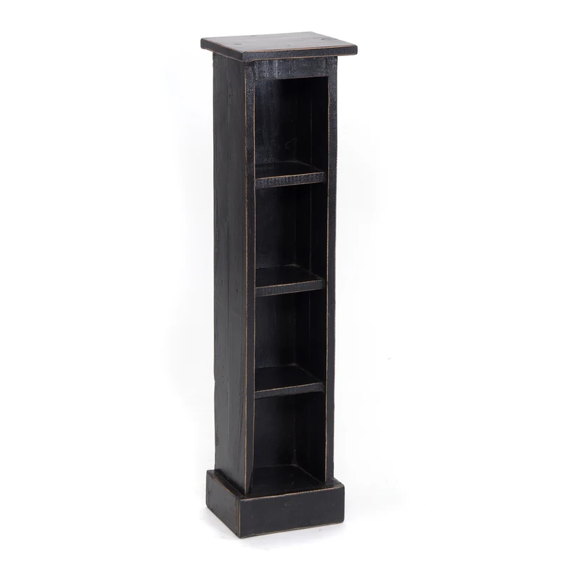 HOLZ CD REGAL TOWER | 75cm, Holzregal, Buch CD Rack mit 4 Fächern | Farbe: 09 voodoo - schwarz