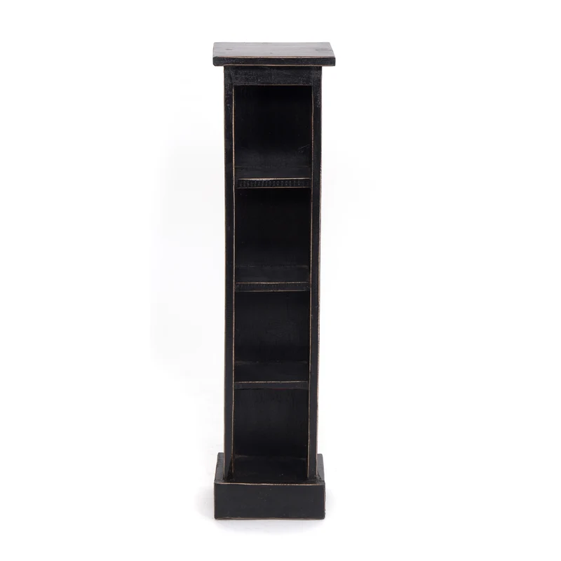HOLZ CD REGAL TOWER | 75cm, Holzregal, Buch CD Rack mit 4 Fächern | Farbe: 09 voodoo - schwarz
