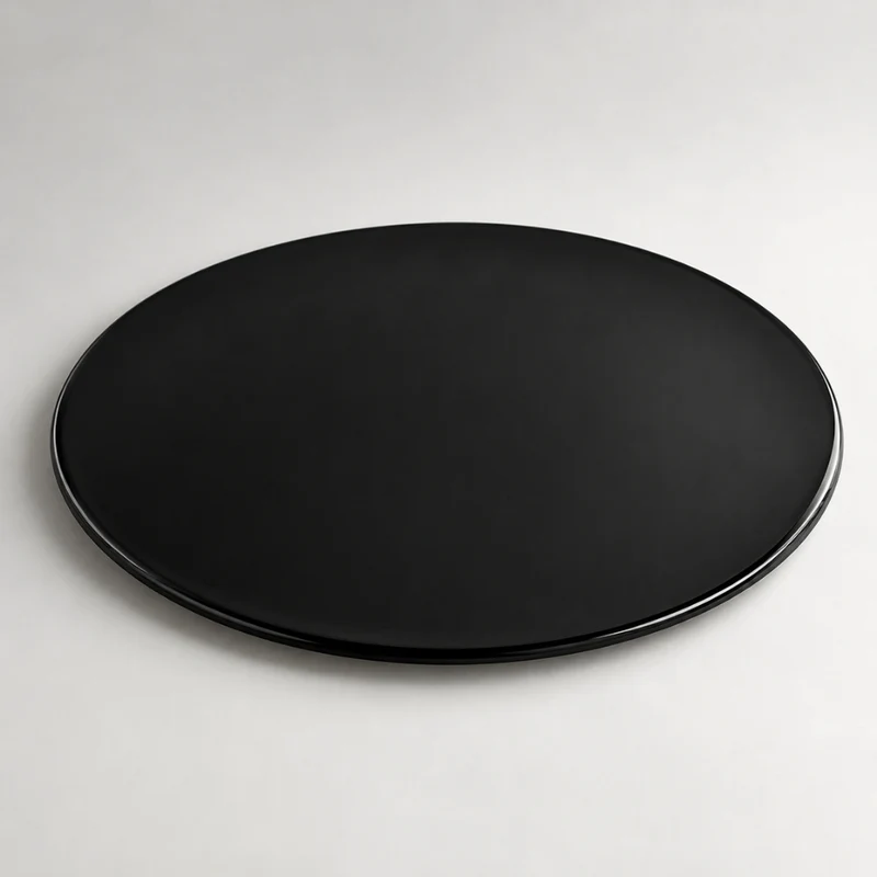 Glasplatte TERRY 80cm schwarz 8mm rund gehärtetes Glas