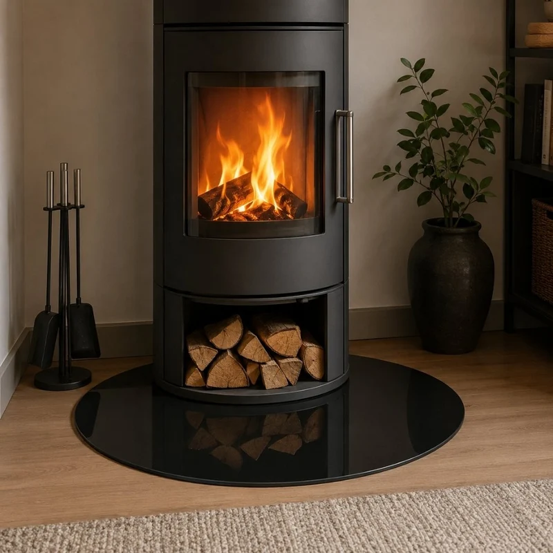 Glasplatte TERRY 80cm schwarz 8mm rund gehärtetes Glas