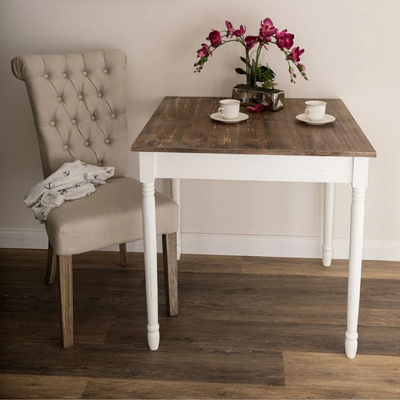 Landhaus Esstisch COUNTRY 80x80cm weiss-braun Küchentisch